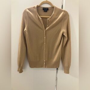 Sutton 100% Cashmere Camel Color Cardigan Sweater Womens Sz S